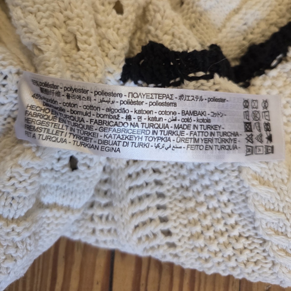 Zara White and Black Patterned Knitted Crochet Boho Style Midi Dress - Picture 6 of 6